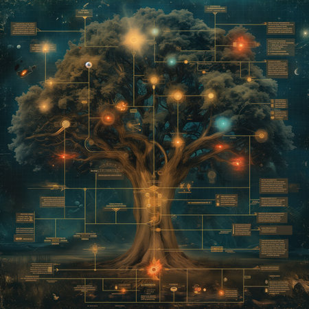 flowchart representation tree, realistic illustrationの素材