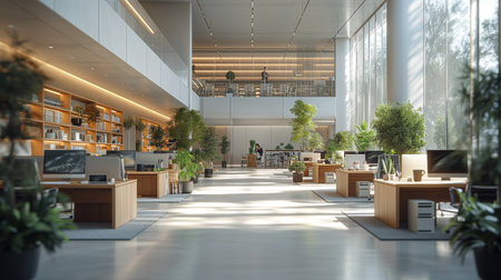 modern office interior, realistic illustrationの素材