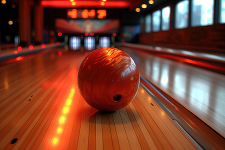 bowling game interior, realistic illustrationの素材