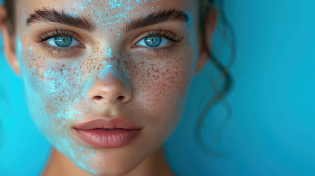 protective sun cream woman portrait, realistic illustrationの素材