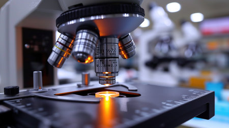 microscope close up research laboratory, realistic illustrationの素材