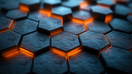 digital hexagonal pattern close up, realistic illustrationの素材