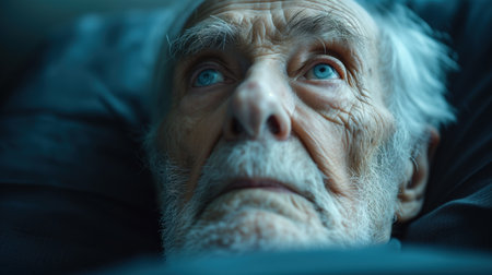 portrait of a sick old man with dementia, realistic illustrationの素材