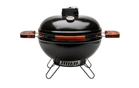 Delicious grilled meat on barbecue grill, isolated on whiteの素材