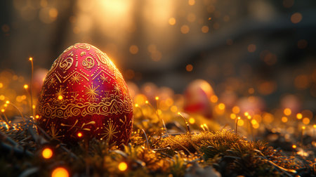colorful easter eggs holiday background, realistic illustrationの素材