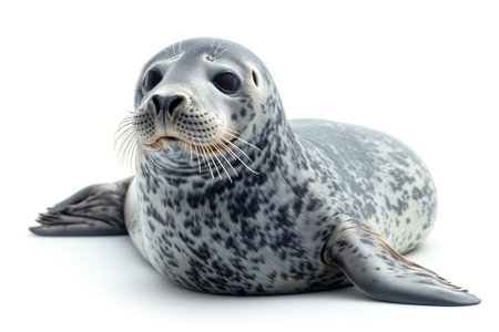 baby fur seal on an isolated white backgroundの素材