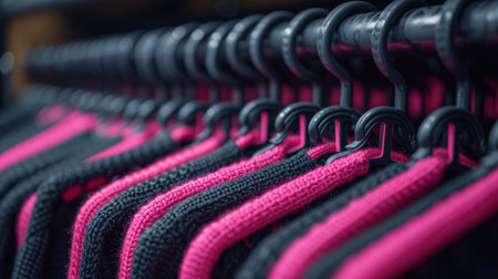 clothes hangers black and pink, realistic illustrationの素材