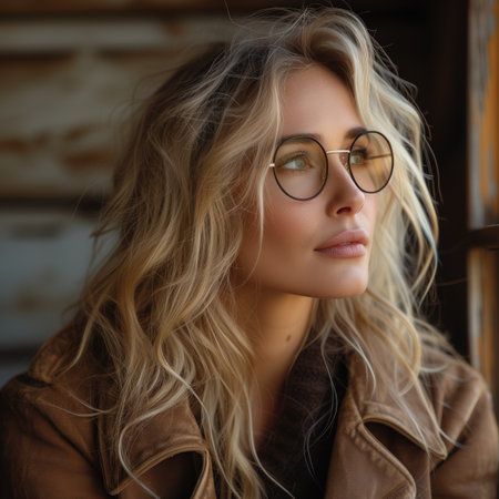 portrait of a pretty blonde middle-aged woman Europeanの素材