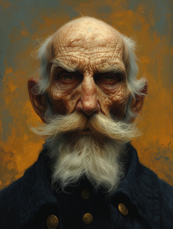 portrait of an impressive elderly man with a mustache and beardの素材
