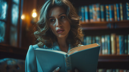 close-up portrait of a pretty girl with a notepadの素材