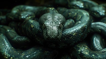 many green snakes background 3d renderingの素材