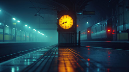 peron night scene, realistic illustrationの素材