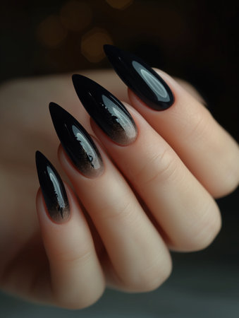 long black manicure closeup, realistic illustrationの素材