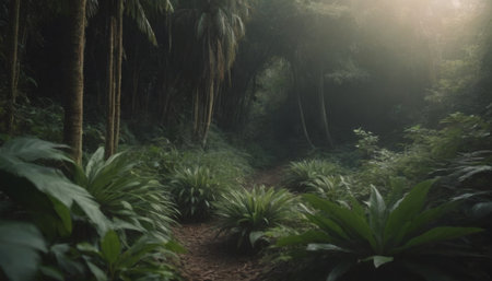 Amazon forest beautiful landscape, realistic illustrationの素材