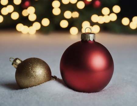 New Year decorations close-up, Christmas holiday background, realistic illustrationの素材