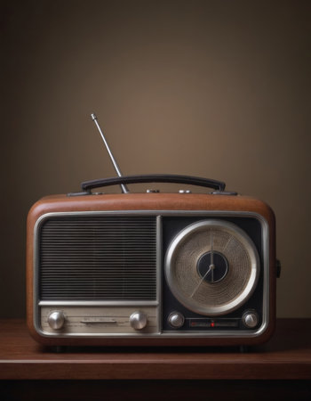old vintage radio closeup, realistic illustrationの素材