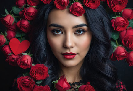 valentine's day in black and red, gothic style illustrationの素材