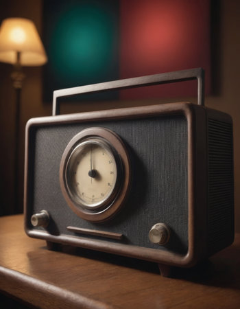 old vintage radio closeup, realistic illustrationの素材