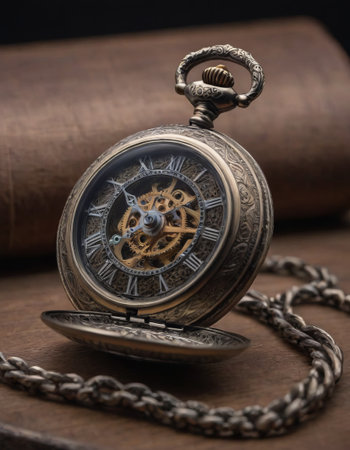 vintage watch mechanism close up, realistic illustrationの素材