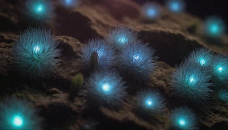 mushrooms and mycelium macro, realistic illustrationの素材