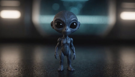 alien creature on spaceship, realistic illustrationの素材