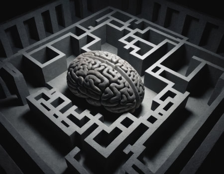 Human brain, abstract labyrinth of consciousness. Realistic illustrationの素材