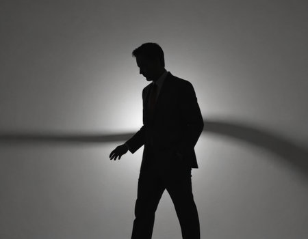 Black silhouette of a business man. Realistic illustrationの素材