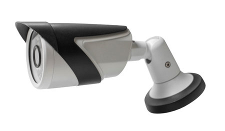 cctv camera close up on white isolated background