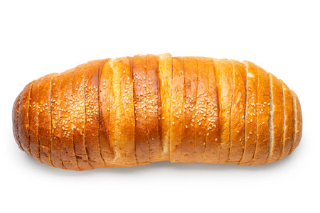 White bread sliced ââwith sesame seeds on isolated backgroundの写真素材
