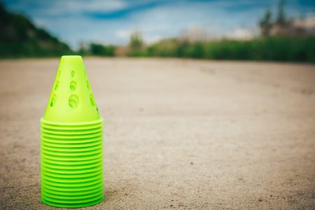 Small cones for the rollers in the parkの写真素材