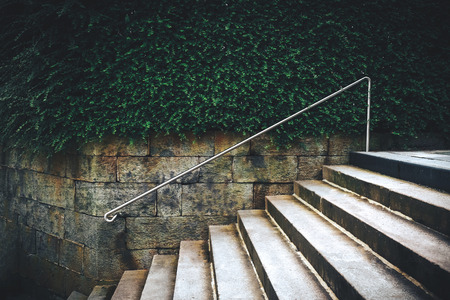 Stair Step In The Park With Stainless Steel Handrailの写真素材