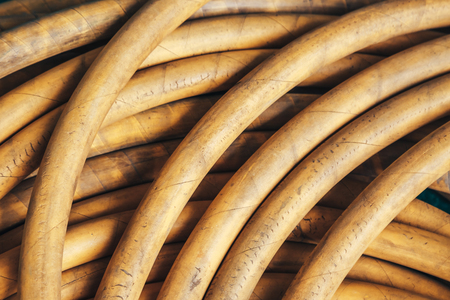 Garden hose. Moorine hose white color close upの写真素材