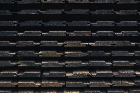 Wooden brown background is from lying horizontally boardsの写真素材