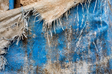 Old dirty burlap texture blue toneの写真素材