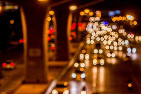 Cars running on the streets at night shooting blur.