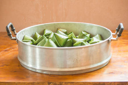 Sweets wrapped in banana leaves are commonly made during the Chinese New Year.の写真素材