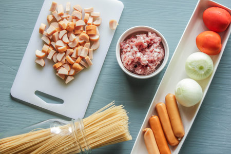 Make spaghetti for the family with ingredients such as onions, tomatoes, smoked sausage, ground...