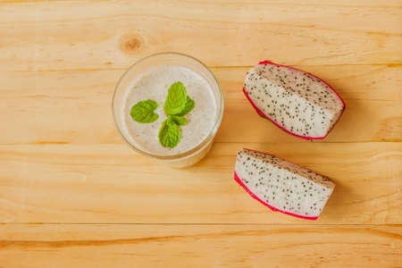 Dragon fruit smoothie, drink in the summer, refreshing, delicious, very beneficial.の写真素材