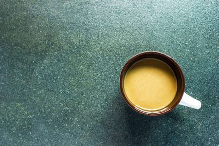 top view of coffee on table homemade drink conceptの写真素材