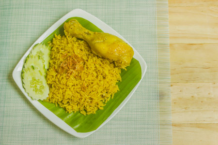 Chicken Biryani. Homemade Muslim food. Leave space for text.の写真素材