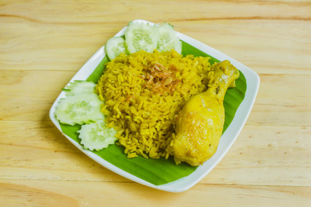 Chicken Biryani, Muslim food The top view leaves a blank space for entering text.の写真素材