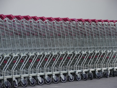 Row of Supermarket Trolleysの写真素材