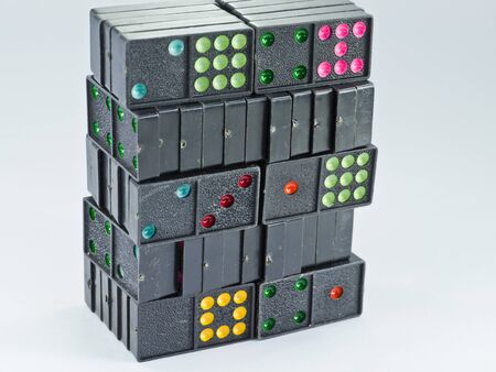 Stack of colorful dominoesの写真素材