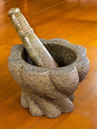 Stone mortar and pestleの写真素材