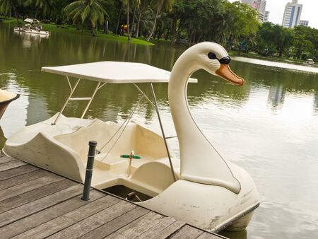 Watercycle boat in parkの写真素材