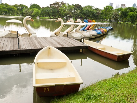 Watercycle boat in parkの写真素材