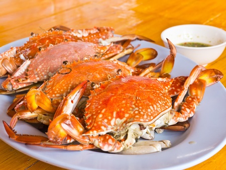 Steamed blue swimming crab dishの写真素材
