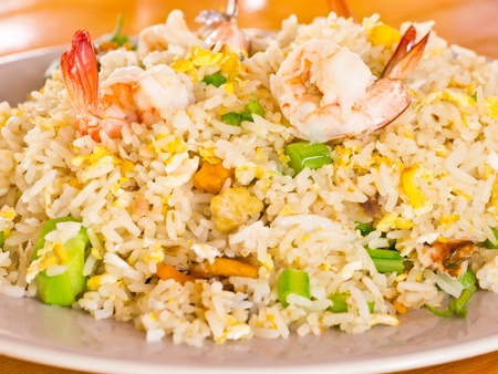 Fried rice with shrimpの写真素材
