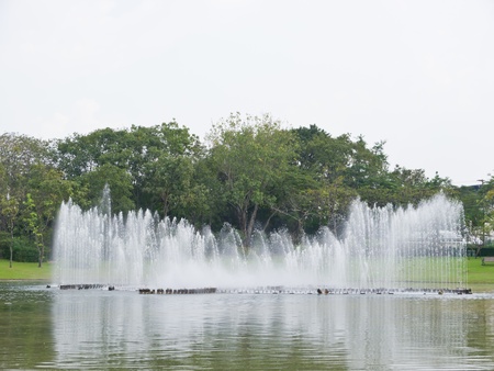 Musical fountain in public park in Bangkokのeditorial素材