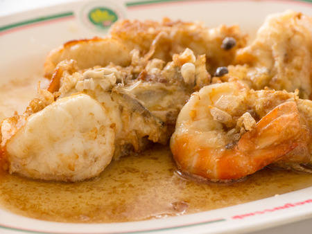 Fried shrimps in fish sauceの写真素材